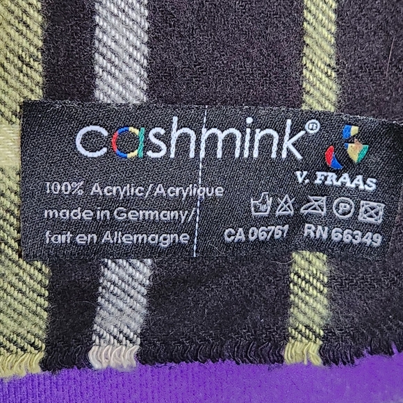 V. FRAAS Cashmink Womens Black and Yellow Plaid Scarf - Picture 4 of 9